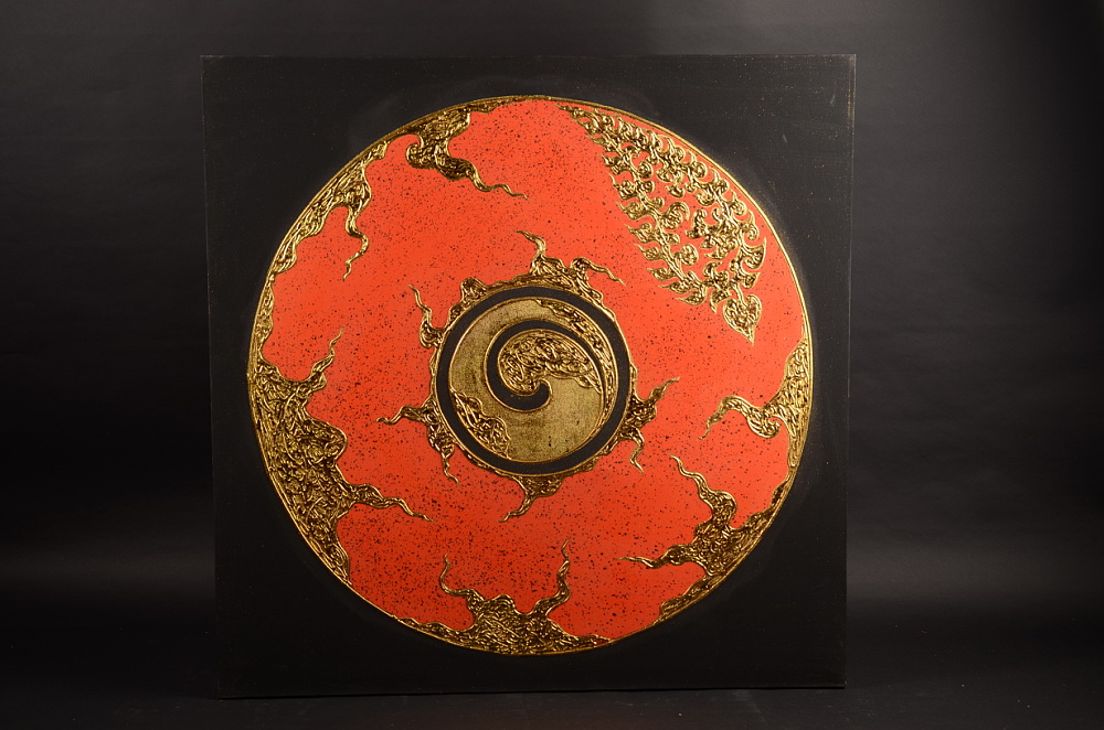 Malba s motivem Země - oranžová spirála